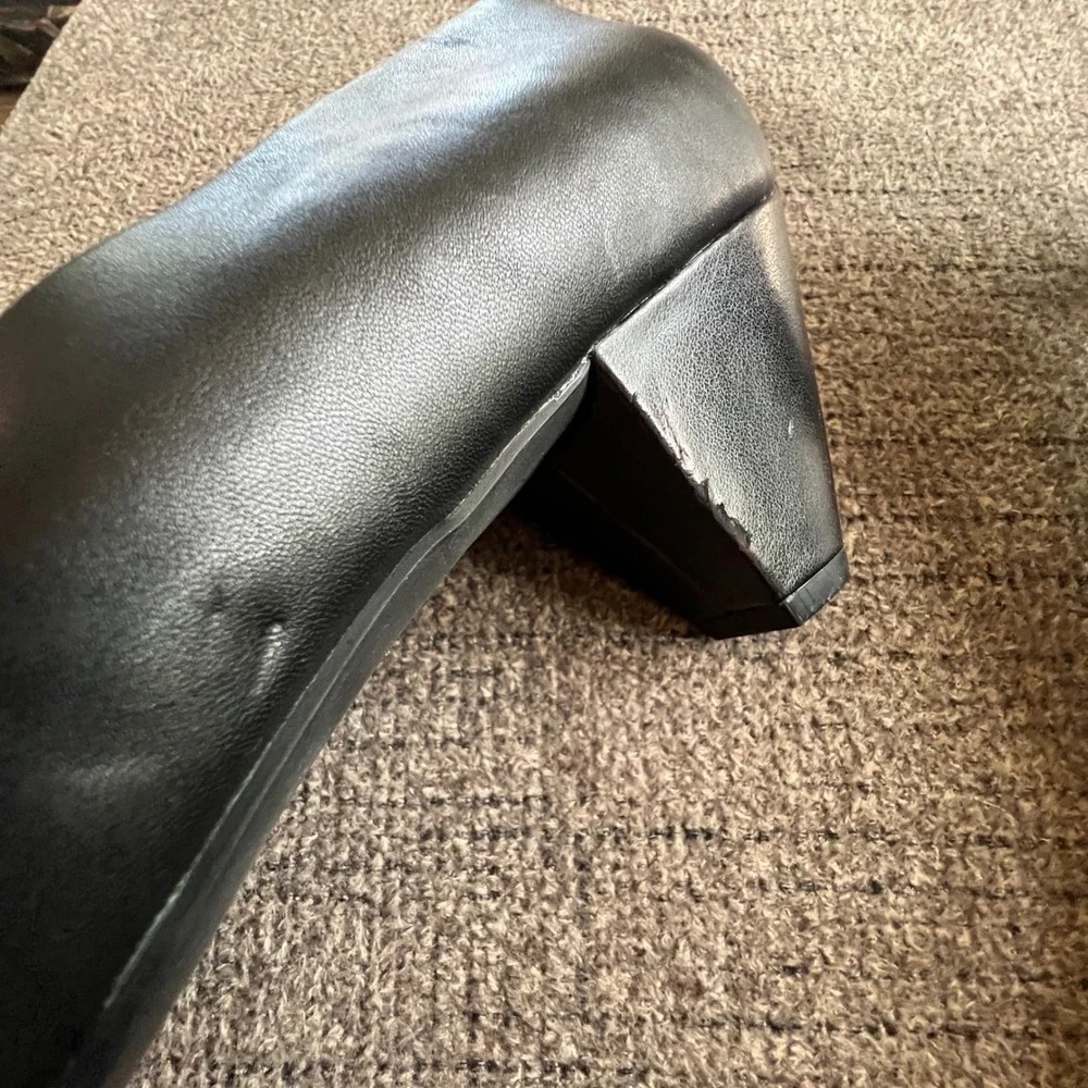 Easy Spirit Anti-Gravity Black Leather Loafer Pumps Low Block Heel Shoes 11M